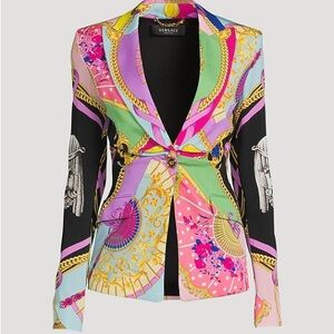 Versace Graphic-Print Single-Breasted
Blazer - pink